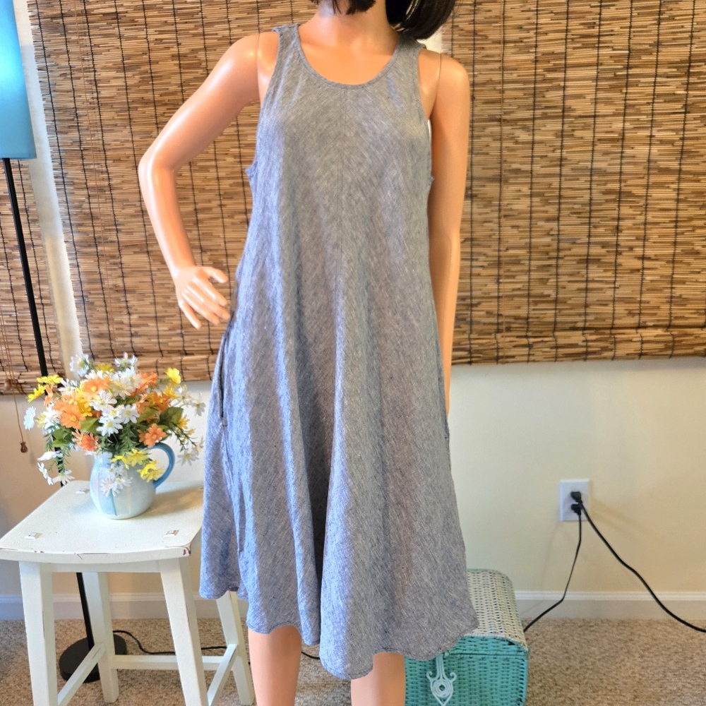 Lands' End Sleeveless Linen Tank Dress A-Line